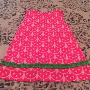 Hot pink and green a-line casual dress